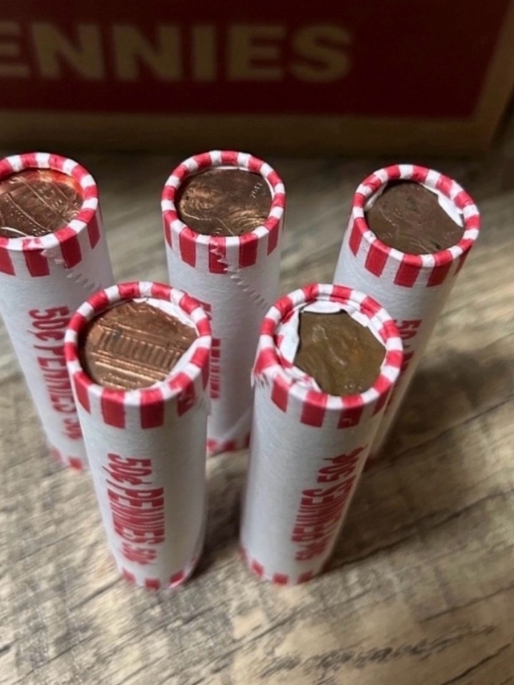 5 Rolls unsearched Pennies